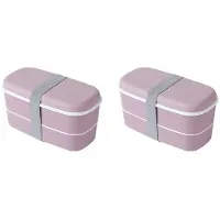 Semoic 2X BoîTe à Lunch 2 Couches Micro-Ondable avec Compartiments BoîTe à Bento ÉTanche BoîTe à Lunch IsoléE pour Contenants Alimentaires