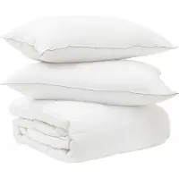 vidaXL Ensemble de literie avec oreiller, blanc, 135 x 220 cm, polyester et bambou