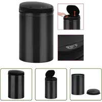 The Living Store Poubelle automatique à capteur 30 L acier carbone noir