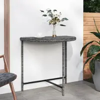 The Living Store La table de jardin Living Store, couleur gris, dimensions 80x50x75 cm, en polyrotin