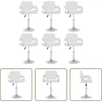 The Living Store Chaises de salle à manger 6 pcs. Pivotant Blanc Similicuir