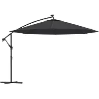 Syfax Parasol de jardin en porte-à-faux avec lumières LED noir 350 cm