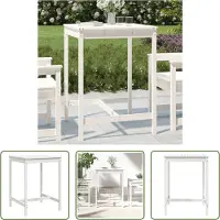 The Living Store Table de jardin blanche 82,5x82,5x110 cm pin massif