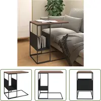 The Living Store Table d'appoint noire 55x36x59,5 cm Bois composite