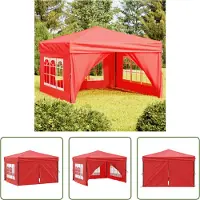 The Living Store Tente de réception pliable avec parois latérales rouge 3x3 m