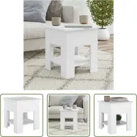 The Living Store Table basse blanche 40x40x42 cm bois composite