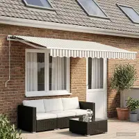 Prolenta Maison Exclusive - Toile de remplacement pour store banne, dimensions 4,5 x 3 mètres, rayures gris clair et blanc