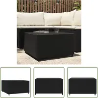 The Living Store Table basse de jardin carrée noire 50x50x30 cm Poly rotin