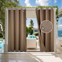 Topchances 2 rideaux d'extérieur résistants aux intempéries, anti-UV Rideau d'extérieur étanche avec illets pour balcon terrasse véranda tonnelle£¬marron clair,132x275cm
