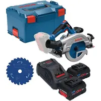 Bosch Scie circulaire sans fil GKS 18V-57-2 GX Professional 18 V 165 mm sans balais + 2 batteries ProCORE 8,0 Ah + chargeur + L-Boxx