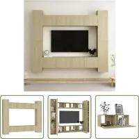 The Living Store Ensemble de 8 meubles TV en bois composite chêne Sonoma