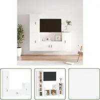 The Living Store Ensemble de 4 meubles TV blanc en bois composite