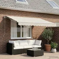 Prolenta Tissu de remplacement pour stores d'extérieur, couleur gris clair et blanc, dimensions 329 x 245 cm, en polyester