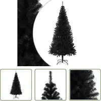The Living Store Arbre de Noël artificiel avec support Noir 180 cm PVC