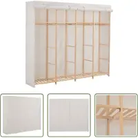 The Living Store Armoire blanche 200 x 40 x 170 cm Tissu