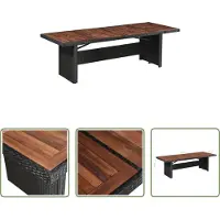 The Living Store Table de jardin en rotin synthétique et bois massif 240 x 90 x 74 cm
