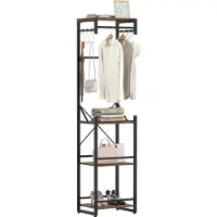 Costway Portemanteau en métal, portemanteau, portemanteau sur pied avec 4 étagères, 6 crochets & 3 barres de penderie, armoire, 40x30x162cm