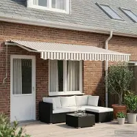 Prolenta Tissu de remplacement pour stores d'extérieur, couleur gris clair et blanc, dimensions 381 x 345 cm, en polyester