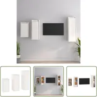 The Living Store Armoires TV 3 pcs. Blanc Pin massif