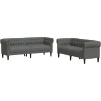 vidaXL Ensemble de canapés 2 pièces gris foncé Tissu
