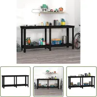 The Living Store établi noir 180x50x80 cm pin massif