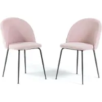 Idea New Garden Srl Lot de 2 chaises de salle à manger rembourrées en velours côtelé, pieds en métal, design élégant pour cuisine, salle à manger, bar et restaurants - SARA - rose clair/gris foncé