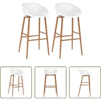 The Living Store Tabouret de bar 2 pcs. Couleur blanche