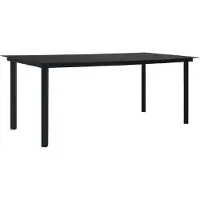 Syfax Table à manger de jardin Noir 190x90x74 cm Acier et verre