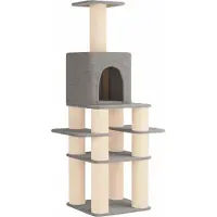 vidaXL Arbre à chat avec poteaux en sisal, gris clair, 180 cm