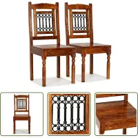 The Living Store Chaises de salle à manger 2 pcs. Bois massif avec finition couleur miel