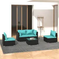 Prolenta Maison Exclusive - Ensemble de salon de jardin 5 pièces avec coussins en rotin synthétique noir