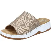 Rieker Chaussons d'intérieur en daim pour femmes, modèle "Nabukino", couleur or, type pantoufle, pour un usage quotidien