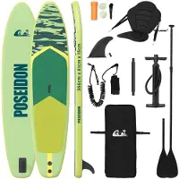 vidaXL Planche de SUP avec siège 2-en-1 POSEIDON 366 x 81 x 15 cm, vert, pour
