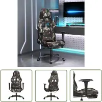 The Living Store Fauteuil de gaming "" avec fonction de massage et repose-pieds, en tissu camouflage, couleur noire