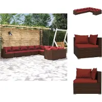 vidaXL Ensemble de salon de jardin 9 pièces avec coussins Poly rotin brun - Ensemble de meubles de jardin