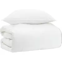vidaXL Ensemble de literie blanc 155 x 200 cm, en coton, bambou et polyester