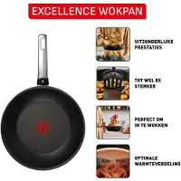 Tefal Excellence G3201902, Ronde, Poêle wok / à sauter, Noire, Aluminium, Indicateur thermique, Vitrocéramique, Électrique, Gaz, Halogène, Induction, Plaque de cuisson hermétique