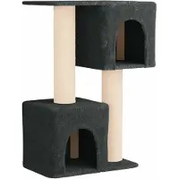 vidaXL Arbre à chat avec poteaux à griffer en sisal, gris foncé, 114 cm