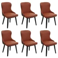 Mendler Lot de 6 chaises de salle à manger HWC-M60, chaise rembourrée, chaise de cuisine, tissu/textile bois massif terracotta-brun
