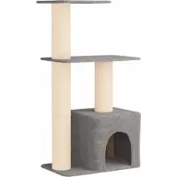 vidaXL Arbre à chat avec poteaux à griffer en sisal, gris clair, 133 cm