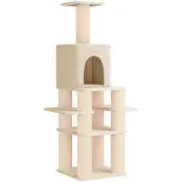 vidaXL Arbre à chat avec poteaux à griffer en sisal, couleur crème, 180 cm