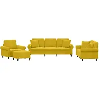 vidaXL Ensemble de canapés 4 pièces avec coussins Velours jaune