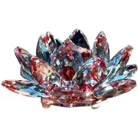 Wella B Figurine de Fleur de Lotus en Cristal, DéCoration de Mariage pour la Saint-Valentin, Collection Artisanale en Verre, Ornements de Table, Cadeau