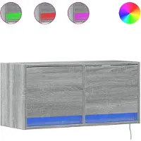 vidaXL Armoire TV murale avec éclairage LED Gris Sonoma 80x31x38 cm