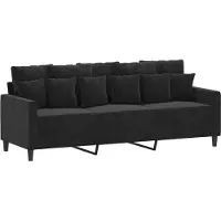 vidaXL Canapé 3 places noir 180 cm velours