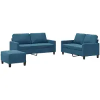 vidaXL Ensemble de canapés 3 pièces avec coussins bleu velours