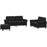 vidaXL Ensemble de canapés 3 pièces avec coussins Noir velours
