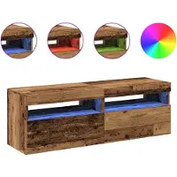 vidaXL Armoires TV avec lampes LED 2 pcs. Aspect vieux bois Matériaux dérivés du bois