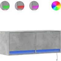 vidaXL Armoire TV murale avec éclairage LED gris béton 100x31x35 cm