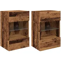 vidaXL Armoires murales avec lampes LED pour TV 2 pcs. Aspect vieux bois